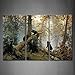Black Bear Wall Art Bears Play in Forest Broken Tree Canvas Painting The Picture Print On Canvas Animal Pictures for Home Decor Decoration Gift 3 Piece
