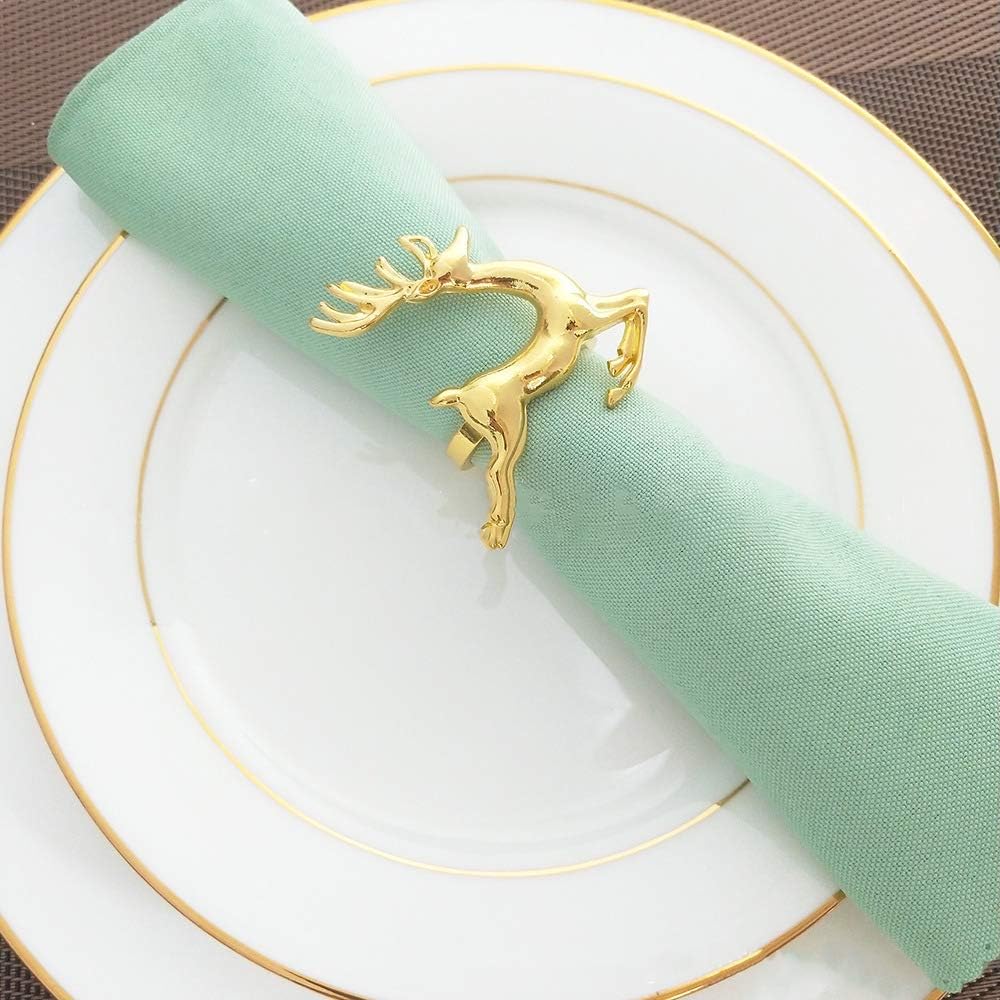 KissDate Napkin Rings, 6Pcs Gold Elk Chic Napkin Rings for Place Settings, Wedding Receptions, Christmas, Thanksgiving and Home Kitchen Dining Table Linen Accessories: Home & Kitchen