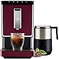 Tchibo Automatic Espresso & Coffee Machine with Induction Milk Frother for Rich, Creamy Froth, Built-in Grinder, No Coffee Pods Needed, Red