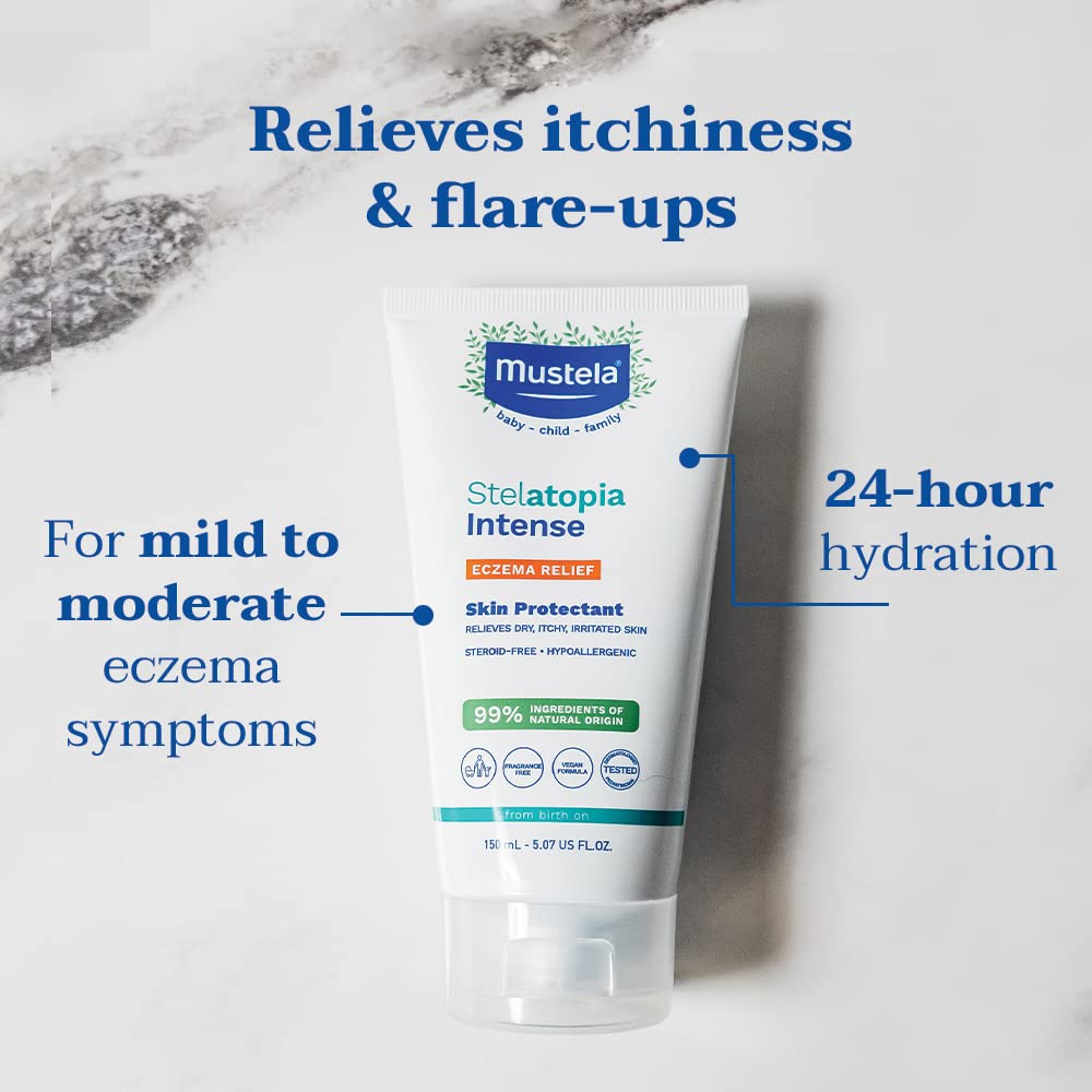 Mustela Eczema Relief Cream Stelatopia Intense - Fragrance-Free Moisturizing Body Lotion with Colloidal Oatmeal - For dry, itchy, irritated skin & flare-ups - Baby, Child & Adult - 5.07 fl. oz.