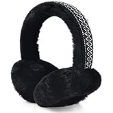 Harssidanzar Winter Earmuffs for Women, Sheepskin Foldable Outdoor Earmuffs HL304US
