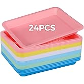 OMISTAR Plastic Art Trays 24 PCS - Activity Craft Sand Trays, 9.6 x 7.3 Inches, Stackable Bins for Painting Beads Office School DIY Projects