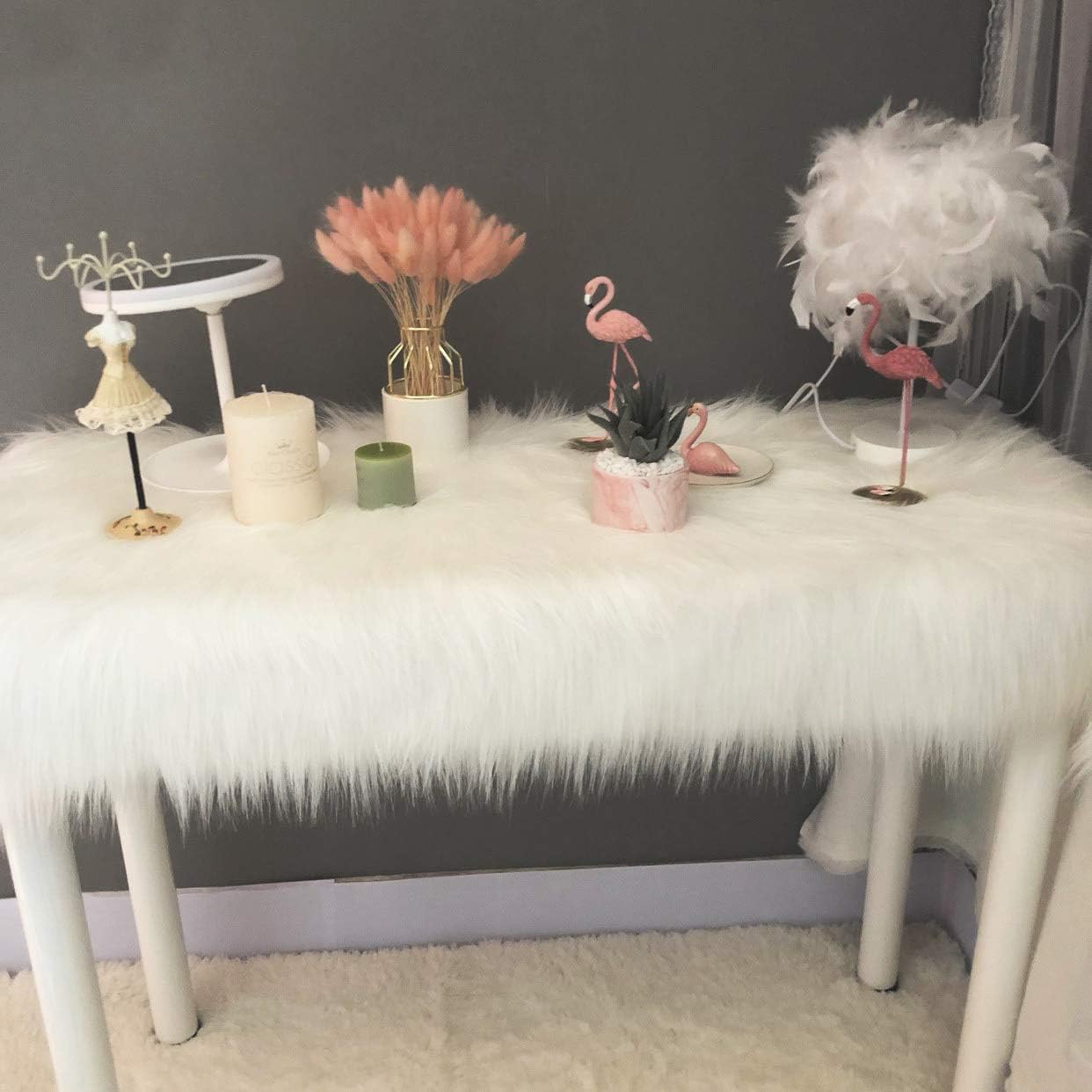 Faux Fur Tablecloth, mongolian Plush Table Cover, modern Soft Fabric