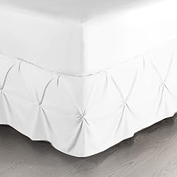 Nestl White Bed Skirt King Size, Pinch Pleat King