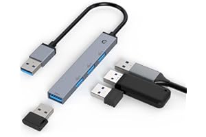 USB C Hub, TOTU Premium 4-Port USB A Hub, Featuring a Single Rapid 5Gbps USB 3.0 Port, and 3 High-Speed USB 2.0 Connectors for Seamless Integration Across Windows, Linux, Chrome OS Devices