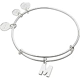 Alex and Ani Expandable Bangle for Women, Initials A to Z Letter Charms, Shiny Finish, 2 to 3.5 in