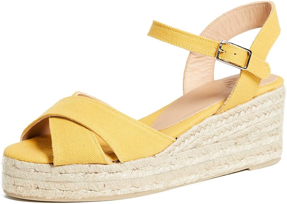 Amazon.com | Castaner Women's Blaudell Crisscross Low Wedges, Amarillo Claro, 36 M EU | Shoes