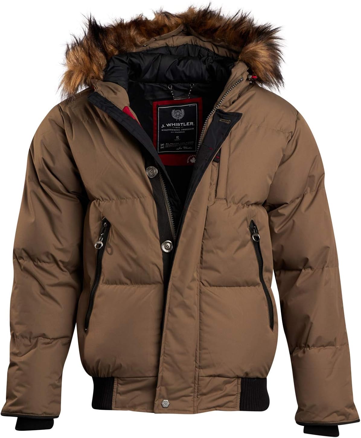 J Whistler Mens Quilted Insulated Puffer Jacket with Hood Outdoor