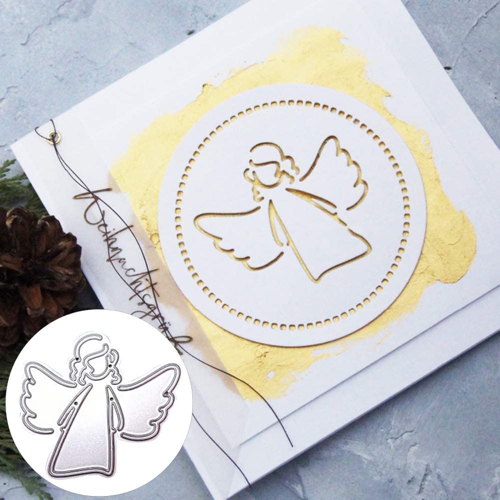 Angel Cutting Dies for Card Making，Angel Cutting Dies Cut Stencils for DIY Scrapbooking Photo Album Decorative Embossing Paper Dies for Card Making Templated+Cute Brooch Pin