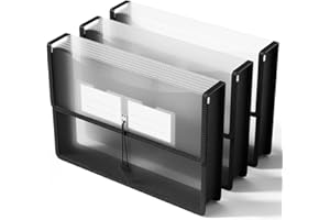 ThinkTex Plastic Expanding File Folder, Transparent envelopes with Elastic Closure, No Dividers, Large Capacity, Fit Letter/A4 Size - 3 Packs