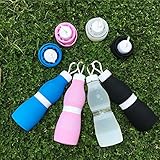Collapsible Water Bottle, Folding Water Kettle for Sport Travel Outdoor, BPA Free, Big Capacity 700 ml, Women Gift (Black)