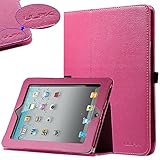 ULAK iPad 1 Case,Folio Synthetic Leather Case Cover with Built-in Stand for Apple iPad 1 1st Generation (Hot Pink)
