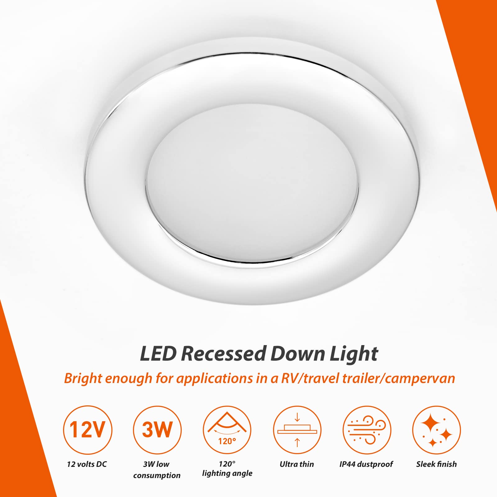 thumbnail image 2 of Facon 12V RV Puck Light – Surface Mount, Touch Dimmable, Cool White 4000K For Camper Van 2 of 6