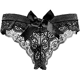 Justgoo G-String Thongs for Women T-back Lace Hollow Out Thongs Sexy Low Waist Underwear Panties 5 Pack