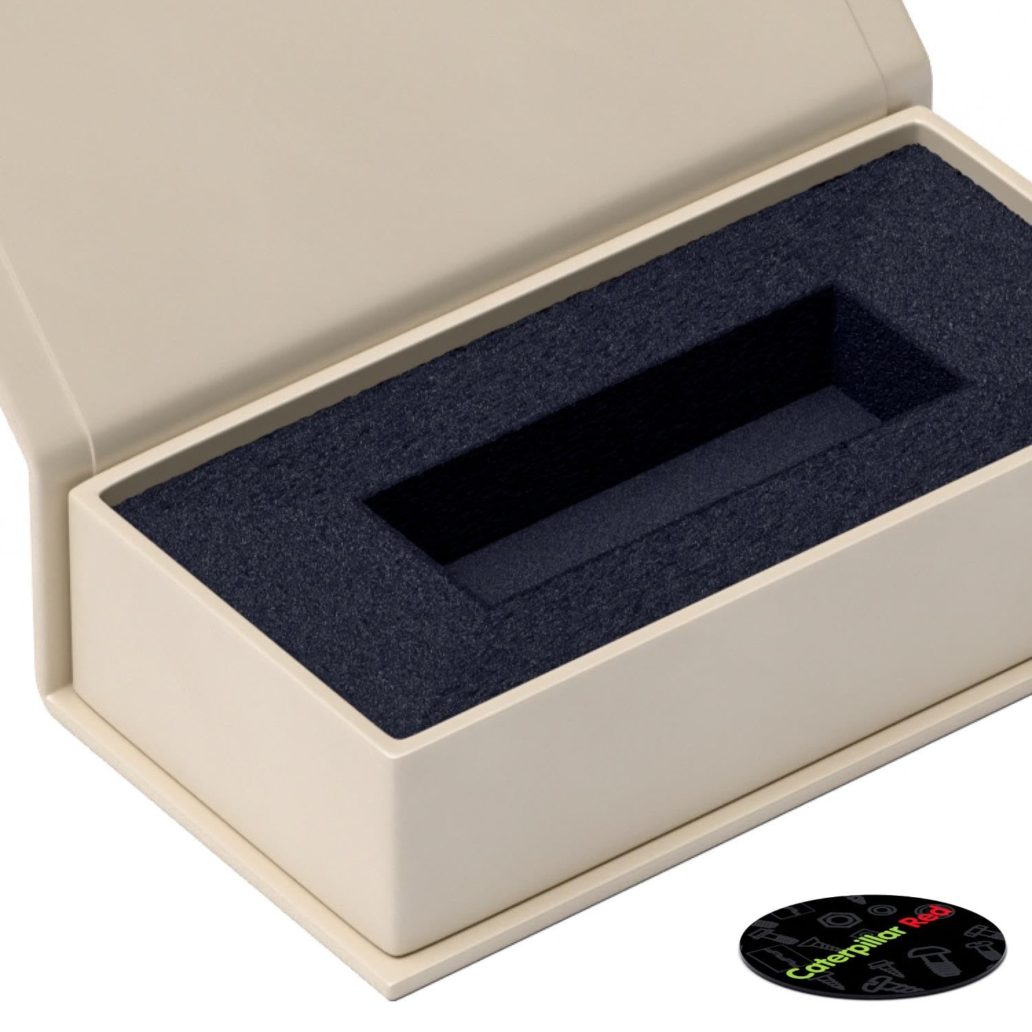 Caterpillar Red 4 Pack Cream USB Presentation Boxes, Magnetic Lid, Multi-Device Compatible, Durable Construction