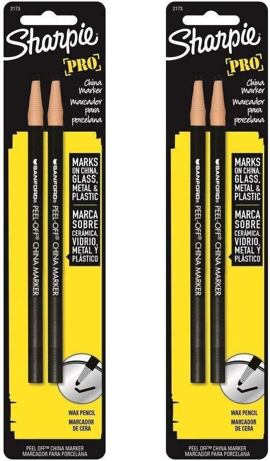 Sharpie 2173PP Peel-Off China Markers, 4 Black Markers : Office Products