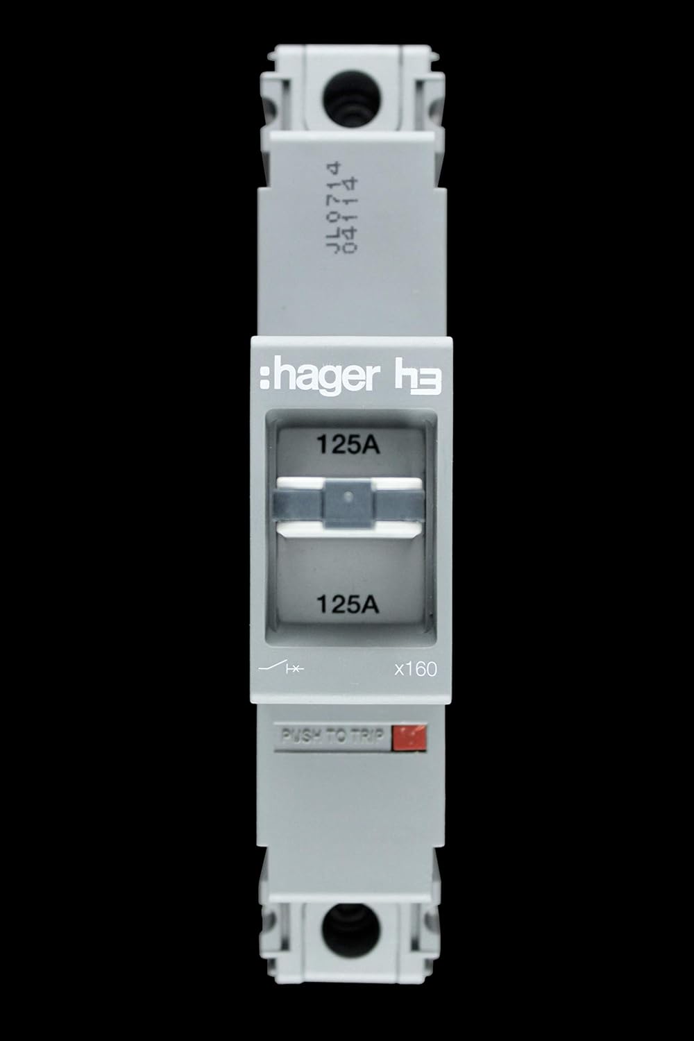 Hager HDA123Z Fixed Thermal and Magnetic X160 Frame Circuit Breaker, Moulded Case, 1 Pole, 18 kA Breaking Capacity, 125 A Current