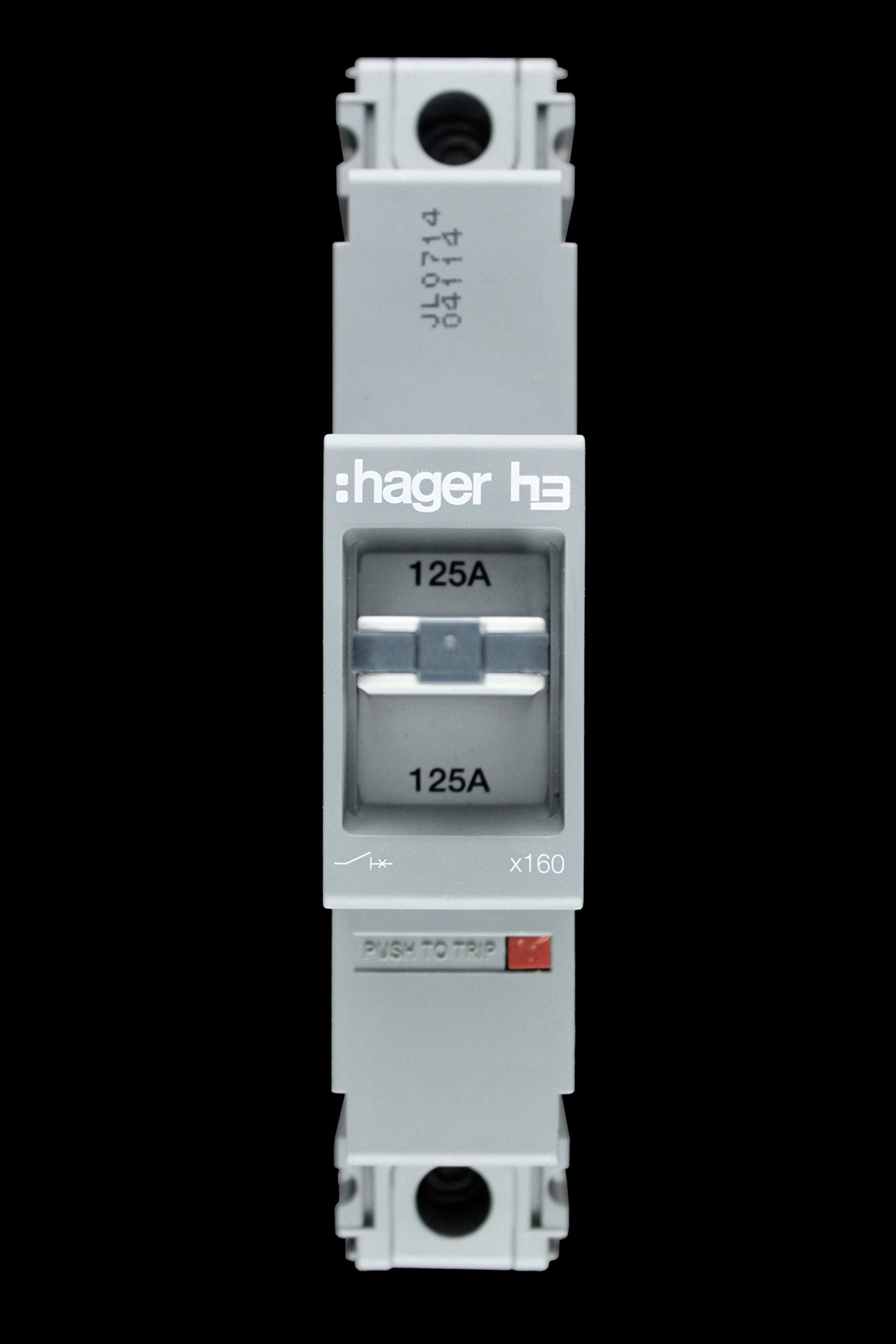 Hager HDA123Z Fixed Thermal and Magnetic X160 Frame Circuit Breaker, Moulded Case, 1 Pole, 18 kA Breaking Capacity, 125 A Current