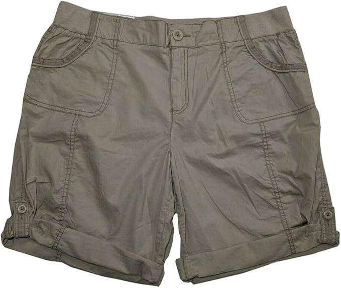 Khakis & Co Women Women's Poplin Convertible Short in Classic Khaki Size 14 Clothing