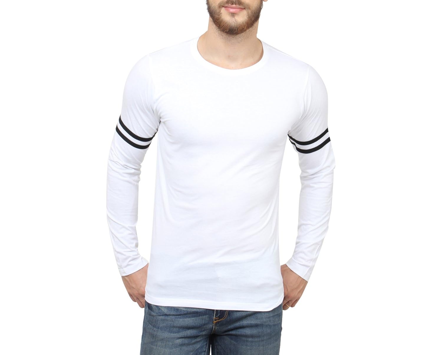sayitloud men's solid round neck t shirt (40solidwhiteblack-xl_white, black_x-large)