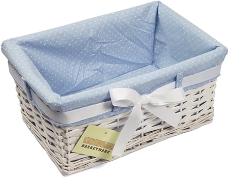Woodluv - Cesta pequeña de mimbre (30 x 21 x 15 cm), color blanco: Amazon.es: Hogar