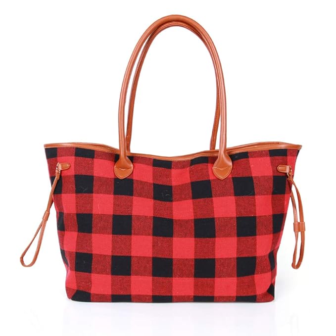 buffalo plaid tote purse