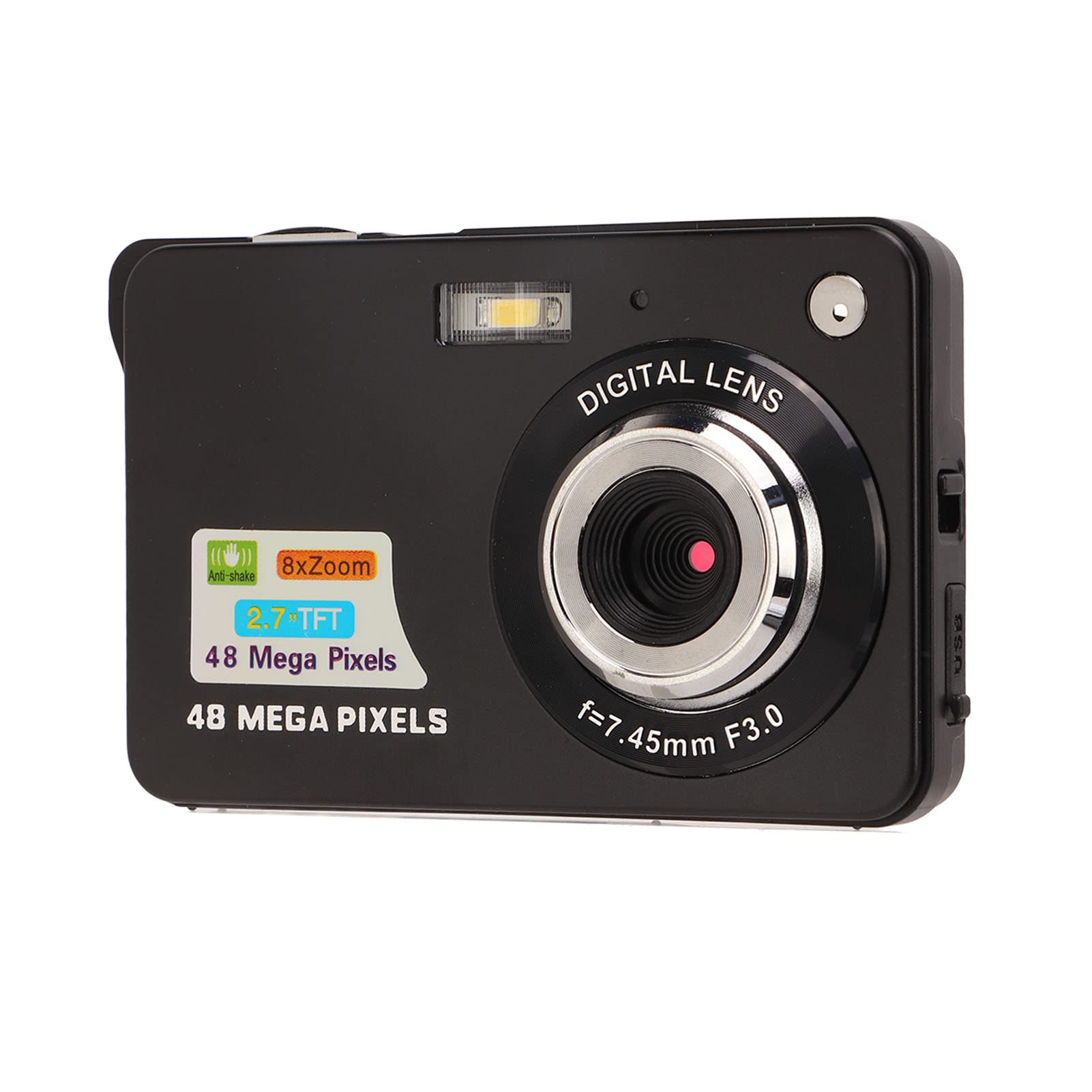 Digital Camera,4K Digital Camera,48 Megapixel,Vlogging Camera with 8X Digital Zoom, LCD Screen,Built in Fill Light,Compact Portable Mini Cameras for Students, Teens, Kids (Black)