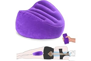 Knee Pillow for Side Sleepers, Leg Pillow Velvet Soft, Inflatable Travel Pillow for Hip Back Pain Relief, Wedge Pillow for Le