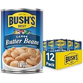 Bush's Best Large Butter Beans, 16 oz, (Pack of 12) | Canned, Source of Plant Based Protein and Fiber, Low Fat, Gluten Free