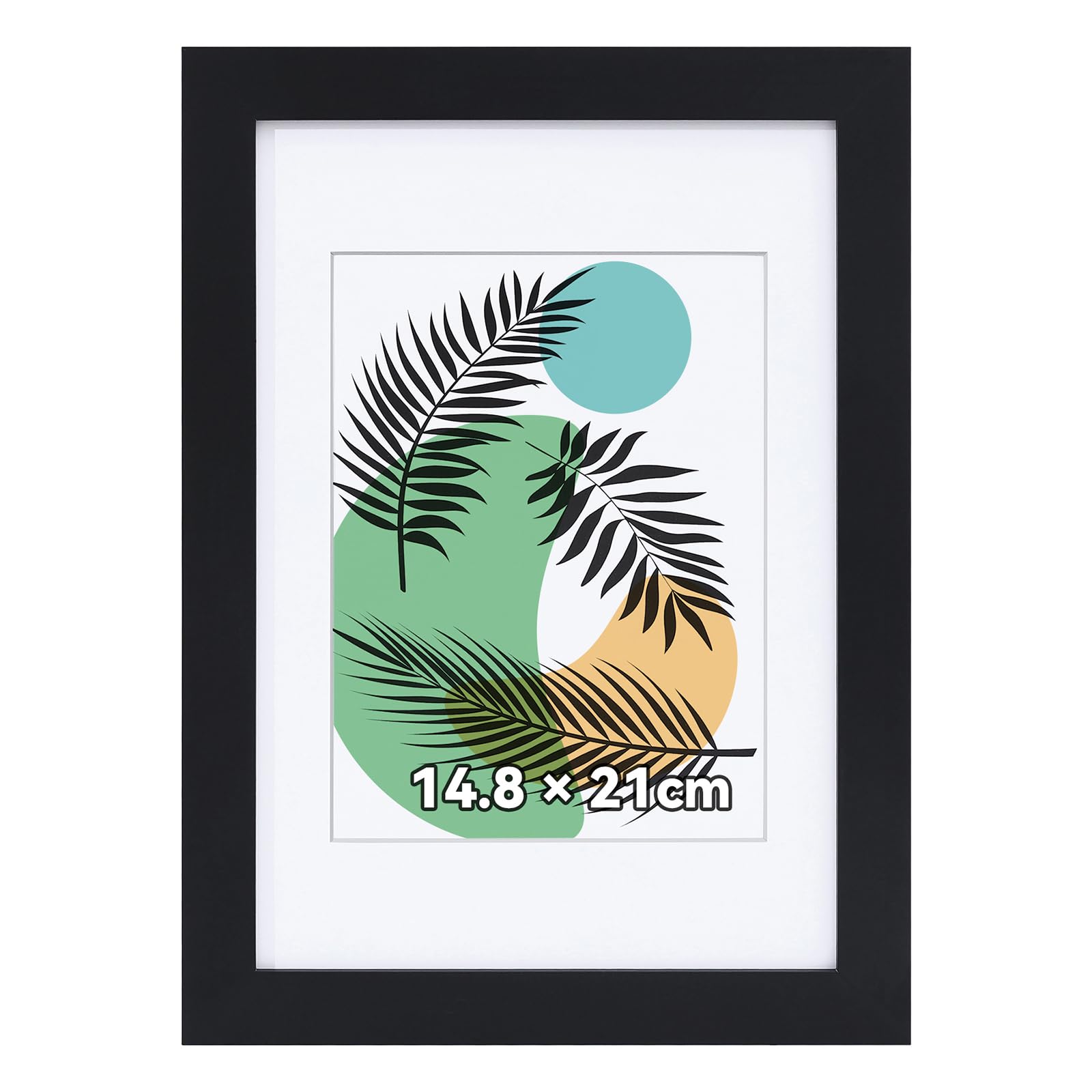 Homaxy A5 Picture Frames Photo Frame Wooden A5 Frame 14.8x21cm Poster Frames with Mount 10x15cm, Black — image 1