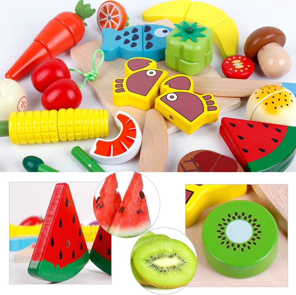 wooden magnetic play food