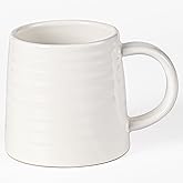 HYTYSKAR Large Ceramic Coffee Mugs, Handmade Pottery Mug, Tea Cups with Handle for Office and Home, 16 Ounces, Dishwasher and Microwave Safe (White)