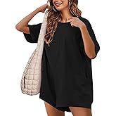 NTSWZYS Rompers for Women Casual Oversized Athletic Jumpsuits Short Sleeve Workout Overalls Hot Shot Tee Romper with Pockets