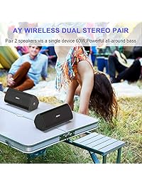 AY Altavoz Bluetooth inalámbrico 4.2, Altavoz Portátil con Audio HD y BASS mejorado de 30W, TWS Soporte, IPX7 Impermeable, Tiempo de Reproducción 24H, Perfecto para Hogar, Exterior, Viaje