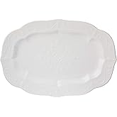 Lenox Serveware, Lenox French Perle White Serving Platter, Oval Shape, 18.5-Inch, Stoneware, Dishwasher Safe, Turkey Platter for Thanksgiving, Winter Hosting, Christmas Serving (White, 1 Piece)