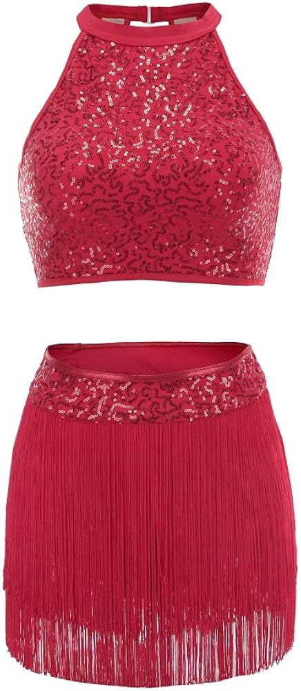 red sequin crop top dance