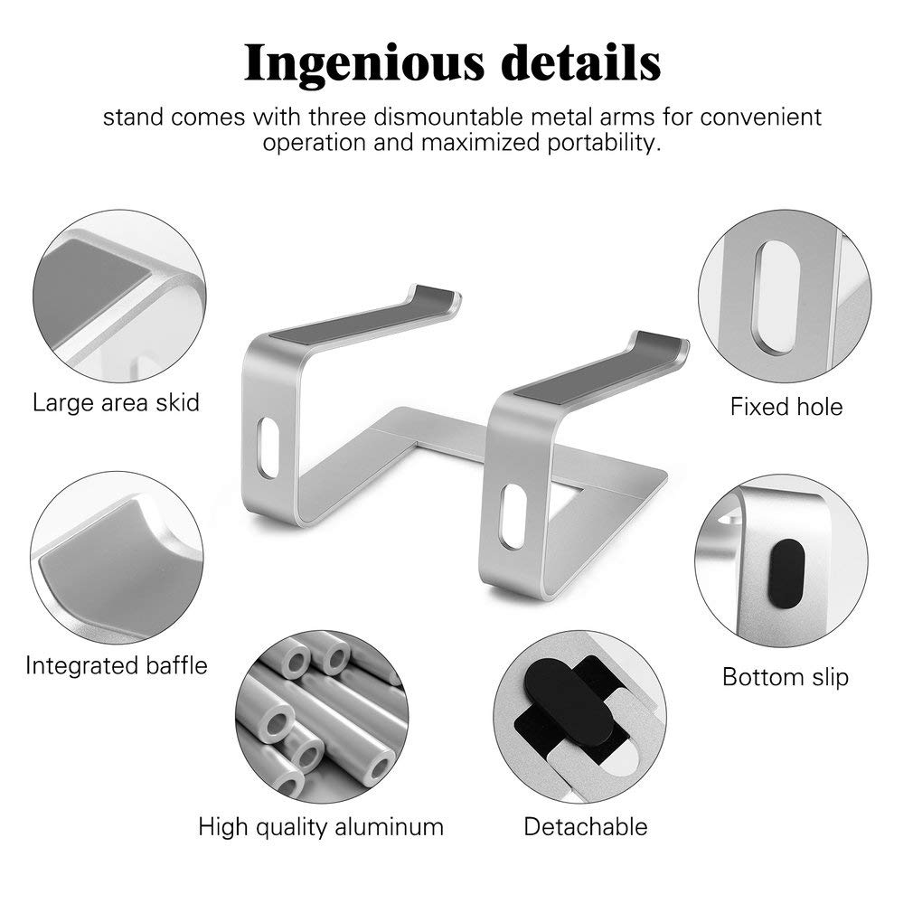 Soporte para Portátil, Soporte Ordenadores Portátiles, Soporte para Laptop para Aluminium, Bases de Portátiles para Notebook PC Laptop MacBook, Mesa para Ordenador para 11-17 Pulgadas