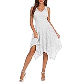 Meetjen Women's Cocktail Party Dresses 2025 Handkerchief Hem Lace Formal Wedding Guest Bridesmaid Fancy Prom Dress