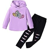 Hihosdor Kid Toddler Girl Clothes Long Sleeve Cute Print Hoodie Sweatshirt Flare Pants Girls Fall Winter Outfits 4-8 Years