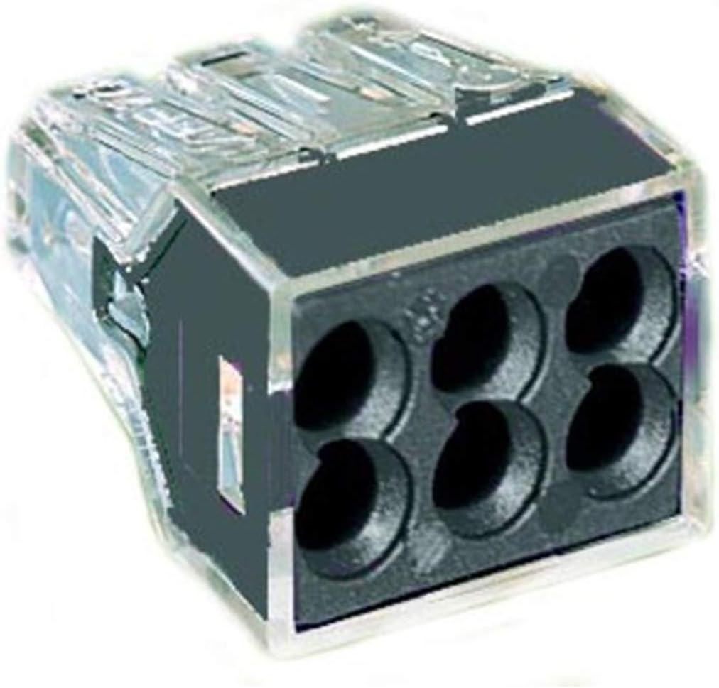 Wago 773166 PushIn Wire Connector 1612 AWG Black/Transparent Wall