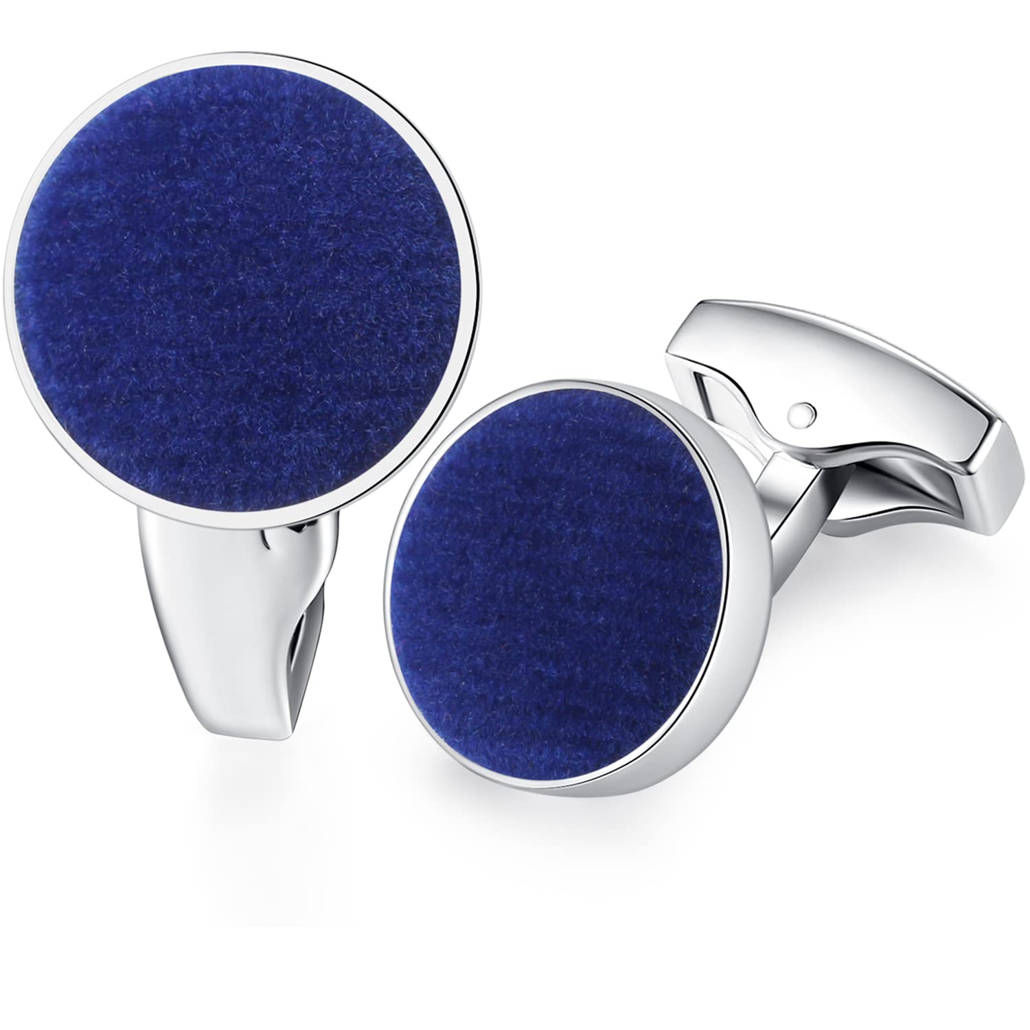 HONEY BEAR Cotton Fabric Valvet Cufflinks for Mens Shirt,for Business Wedding Gift (Royal Blue)
