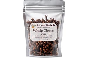 SavorSatch Whole Cloves – 4 oz Resealable Pouch | Premium Hand-Picked Spice for Baking, Cooking & Beverages | Aromatic & Flavorful | Great for Clove Tea, Pomander Balls & Potpourri | All-Natural, Non-GMO, Kosher, Vegan, Gluten-Free