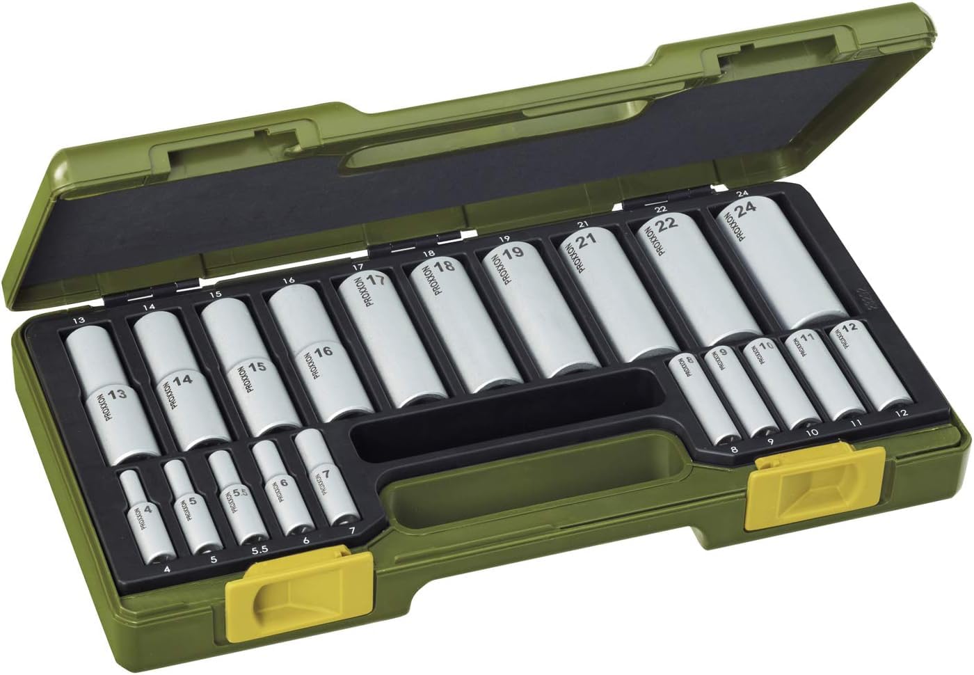 Proxxon 23292 Specialty Socket Set, 0 V, Silver/Green, 1/4-1/2-Inch, Set of 20 Piece