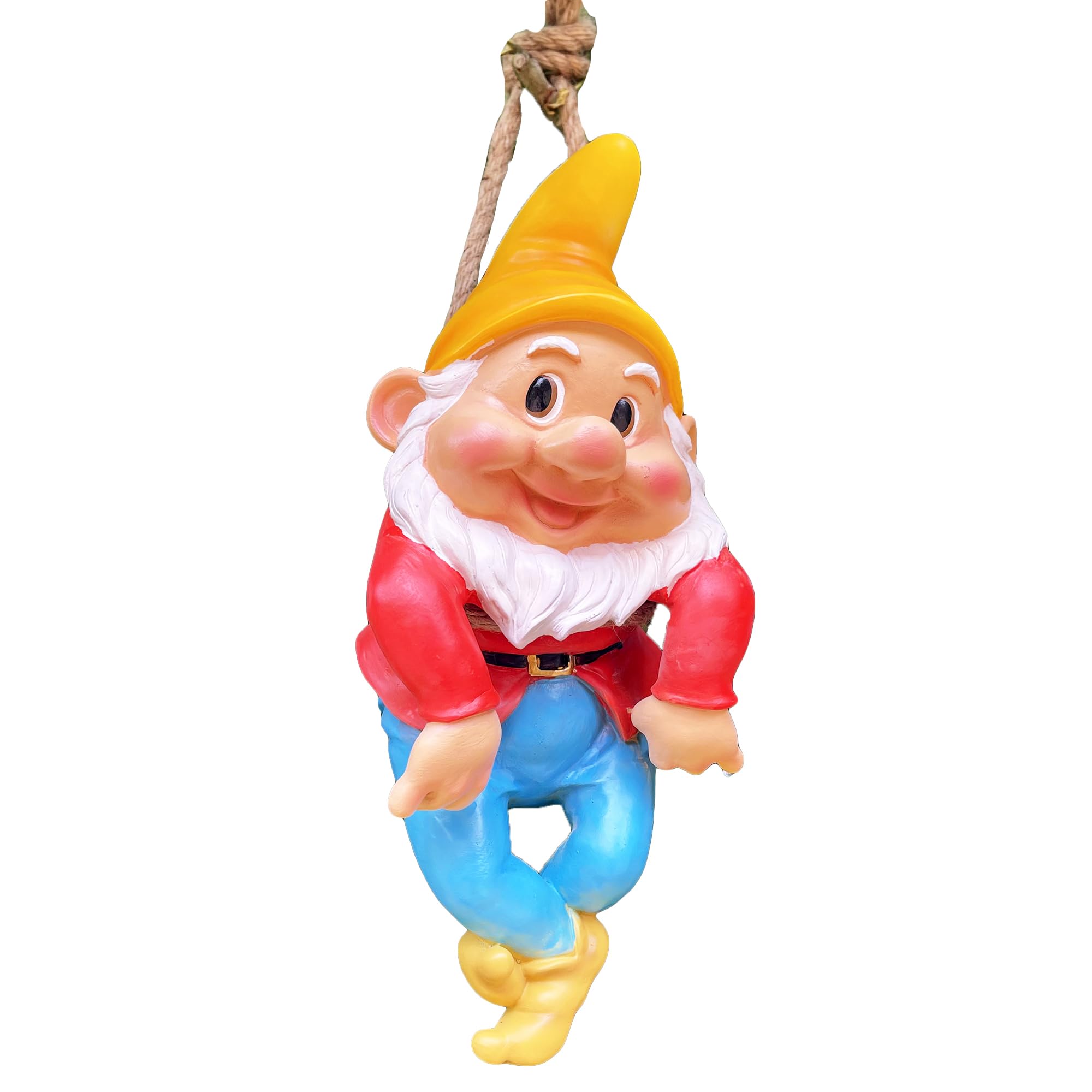 Climbing Gnome Hanging Rope Garden Tree Ornament Statue Sculpture Decoration A