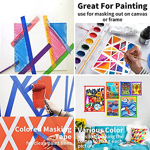 Colored Masking Tape Rolls, 0.6 inch Wide Total 510 ft Long, Craft Tape