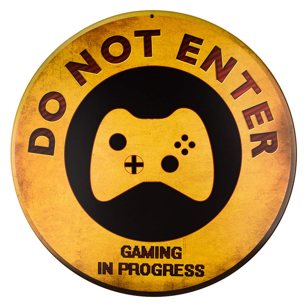 不适用 Do Not Enter Gaming in Progress Retro Rustic Novelty Metal Circular Sign