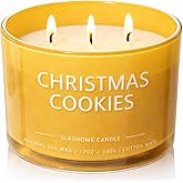 Christmas Cookies Scented Candle, Luxury Large 3 Wick Soy Candle 12 Oz, 60+ Hour Long Lasting Clean Burn, Elegant Aromatherapy Home Decor, Housewarming & Birthday Gift for Men & Women