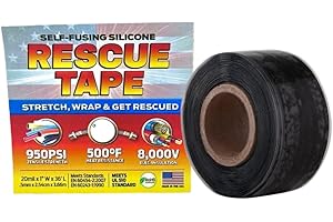 Bond It Rescue Tape, Self-Fusing Silicone Tape, Emergency Plumbing Pipe & Radiator Hose Repair, Electrical Insulation, Waterproof, 950PSI, 1" Width x 36' Length x 0.02" Thick, Made in USA, Black
