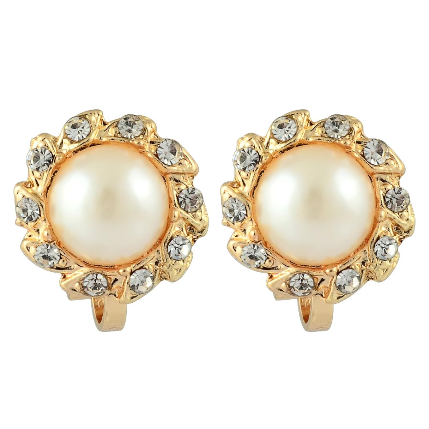Rizilia sol clip los pendientes con corte redondo Rhinestone Crystal y crema