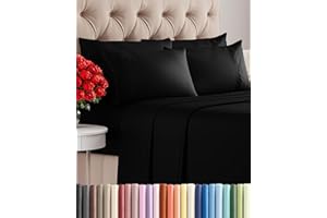Queen 6 Piece Sheet Set - Breathable & Cooling Sheets - Hotel Luxury Bed Sheets - 1 Flat Sheet, 1 Fitted Sheet & 4 Pillowcase